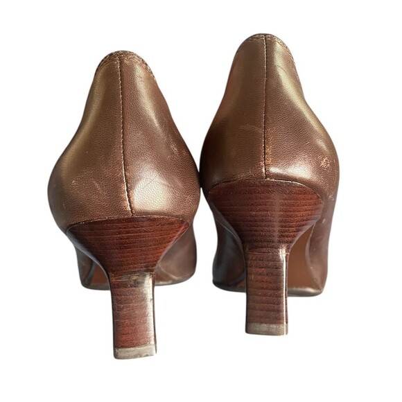 Cole Haan Brown Leather square Toe Slip-On closed toe Pump Womens Heels Size 8B - Picture 3 of 11